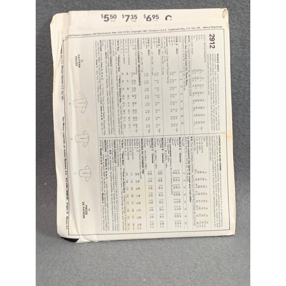 Vintage McCalls Easy Womens Blouse Sewing Pattern 2912 - uncut - Picture 2 of 2